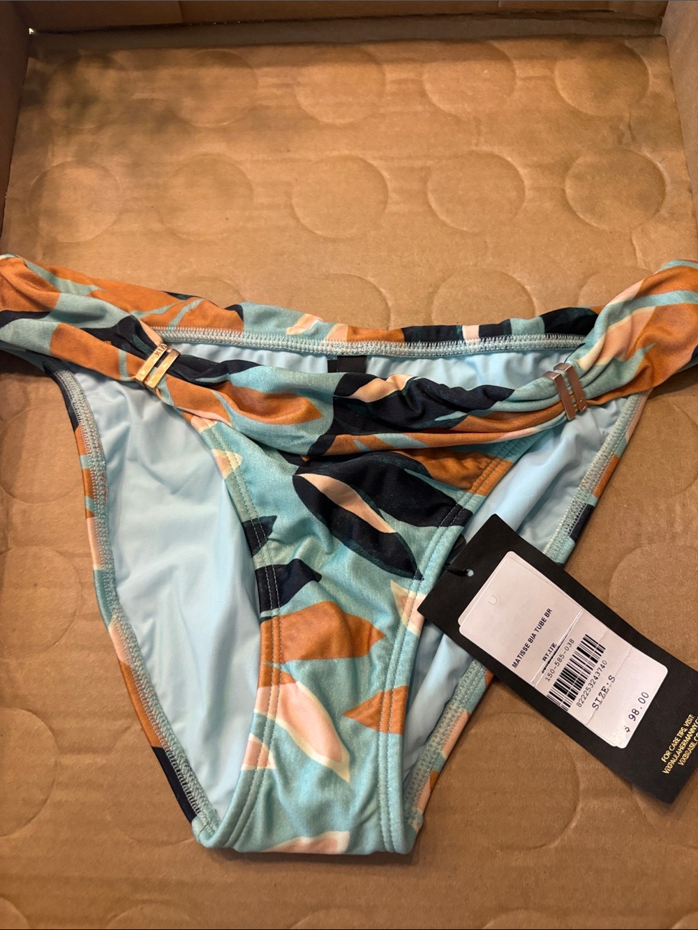 VIX Tropical Leaf Print Bikini Bottoms - Teal & Rust